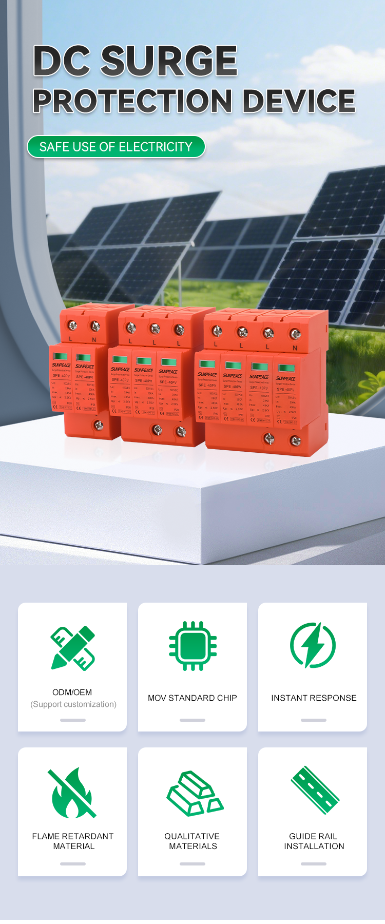 Manufacturer Factory Price OEM ODM Solar DC PV 2P T2 20KA 40KA DC SPD surge protector device 2 Manufacturer Factory Price OEM ODM Solar DC PV 2P T2 20KA 40KA DC SPD surge protector device 2