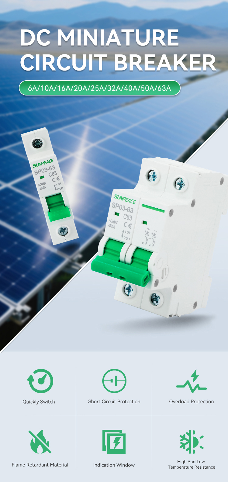 DC AC MCB 1P 63A miniature circuit breaker for Photovoltaic PV/Solar System 1 DC AC MCB 1P 63A miniature circuit breaker for Photovoltaic PV/Solar System 1