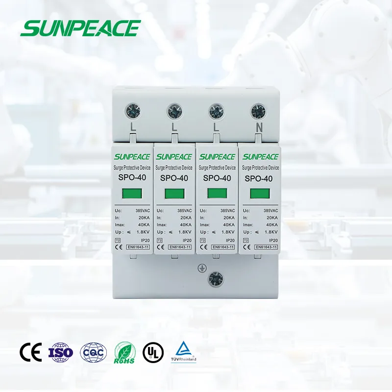 Manufacturer Factory Price OEM ODM Solar DC PV 1P 2P 3P 4P T2 20KA 40KA DC SPD surge protector device