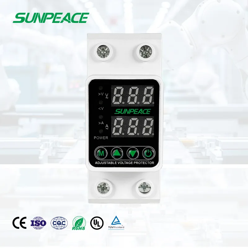 63A 80A 100A AC DC AVP Din Rail Three Phase Over Under Voltage Protector For Photovoltaic PV Solar System