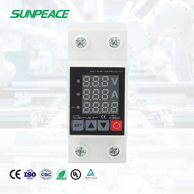 100A AC DC AVP Din Rail Three Phase Over Under Voltage Protector For Photovoltaic PV Solar System