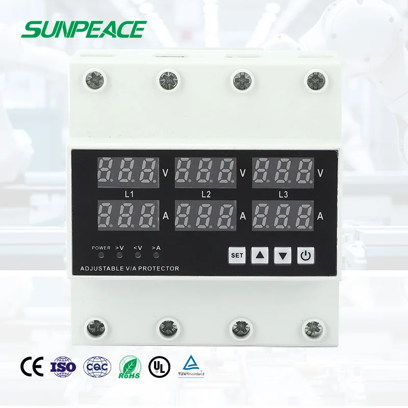 80A AC DC AVP Din Rail Three Phase Over Under Voltage Protector For Photovoltaic PV Solar System