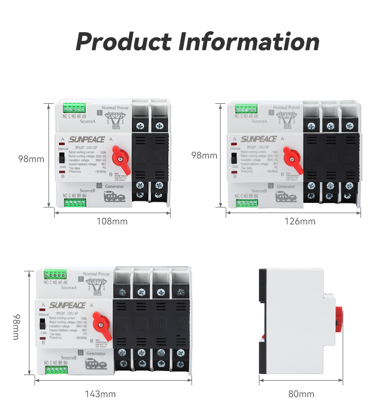 DC ATS 2P Automatic Transfer Switch Dual Power Changeover Switch for PV Solar Sysytem 2 DC ATS 2P Automatic Transfer Switch Dual Power Changeover Switch for PV Solar Sysytem 2