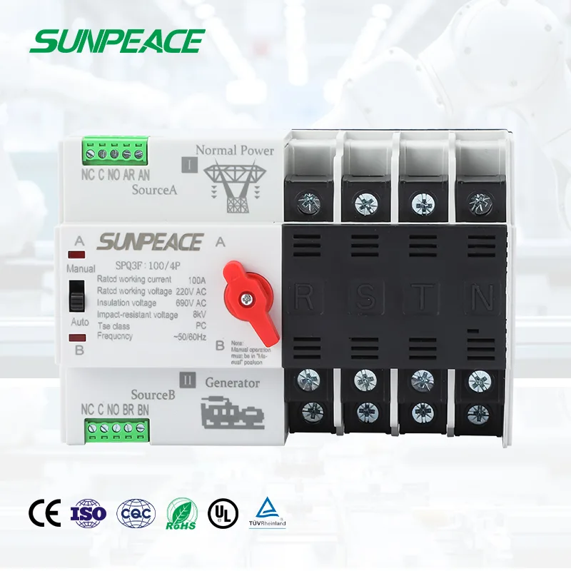 DC ATS 4P Automatic Transfer Switch Dual Power Changeover Switch for PV Solar Sysytem