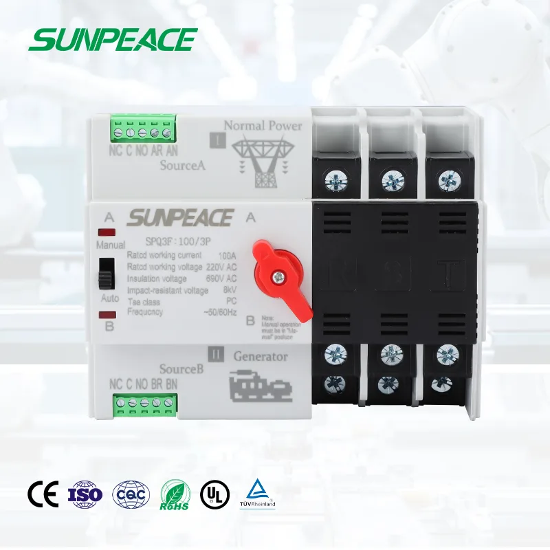 DC ATS 3P Automatic Transfer Switch Dual Power Changeover Switch for PV Solar Sysytem