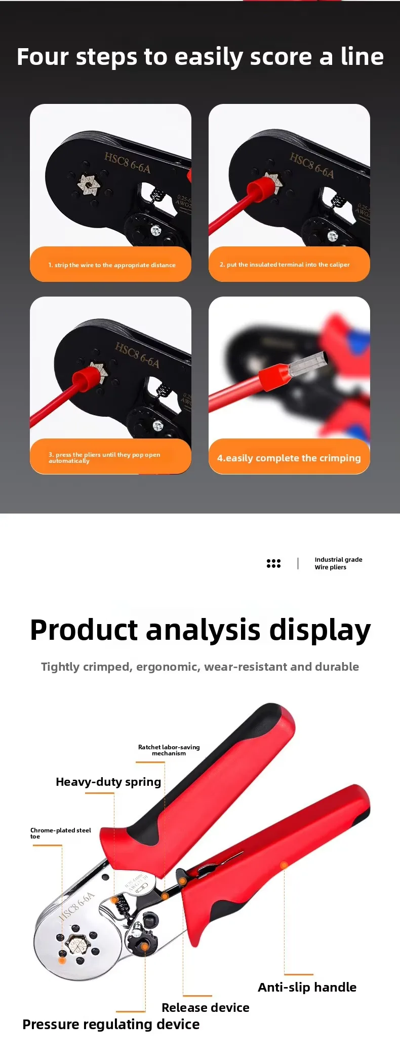 HSC8 6-6A Terminal Crimping Pliers Tool 7 HSC8 6-6A Terminal Crimping Pliers Tool 7